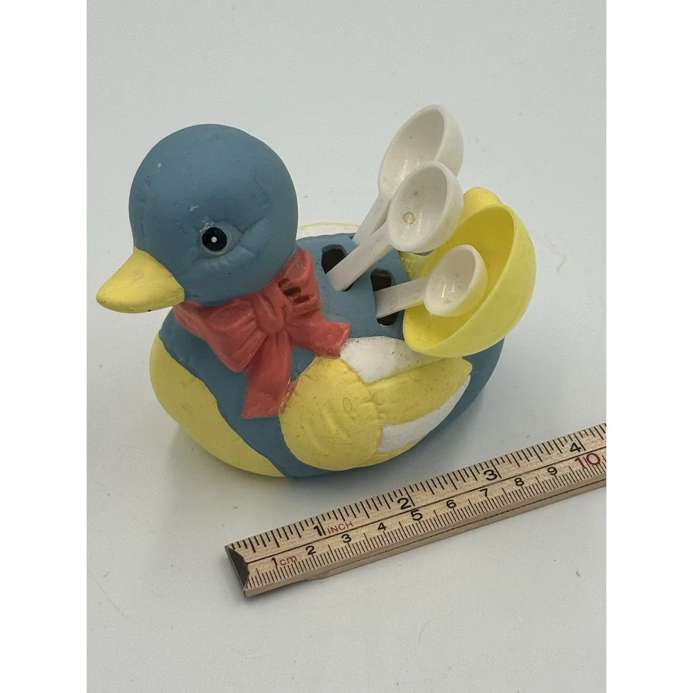 Vintage Handpainted Ceramic Duck With Measuring Spoons